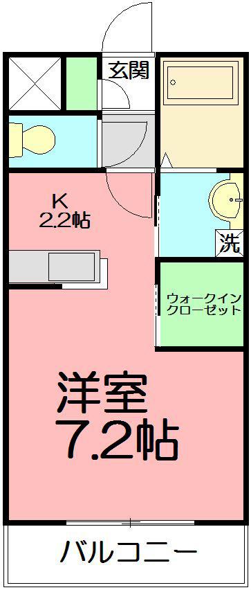 グランソレイユ 二子(ワンルーム/2階)の間取り写真