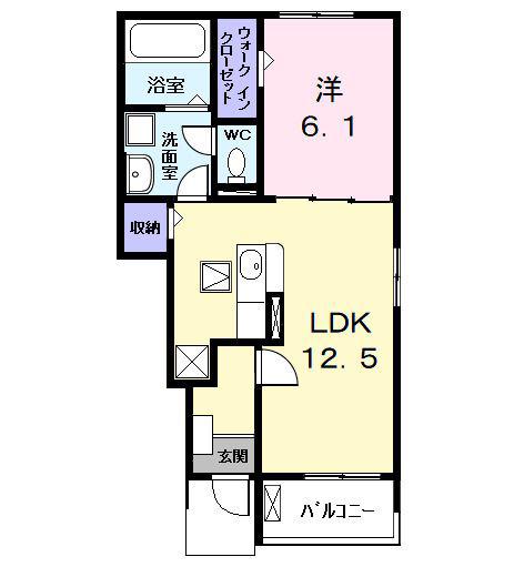 フォルトゥーナIV(1LDK/1階)の間取り写真
