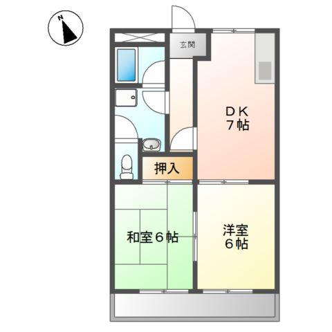 サンチェリオA(2DK/2階)の間取り写真