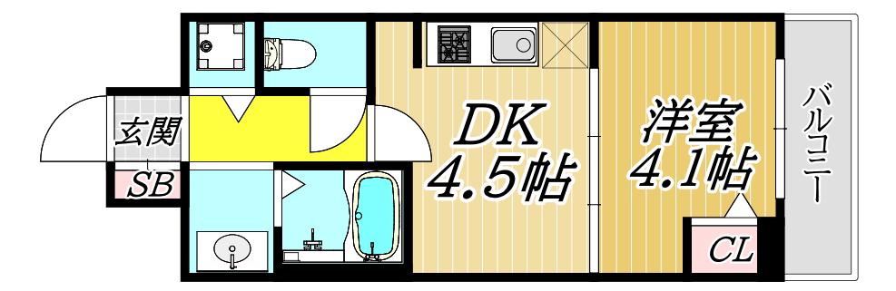 千葉・立花(1DK/6階)の間取り写真