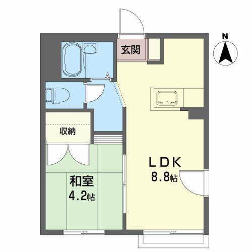 ドリーム・ディアス(1LDK/1階)の間取り写真