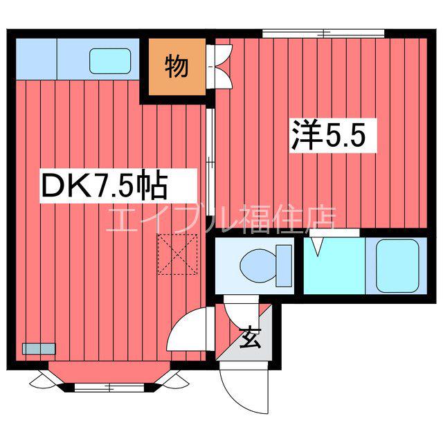 ルミエールジュノンB(1DK/1階)の間取り写真