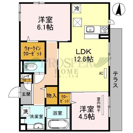 ラミーセント(2LDK/1階)の間取り写真