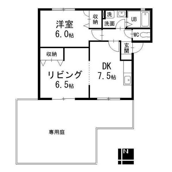 ヴェルディール(1LDK/1階)の間取り写真