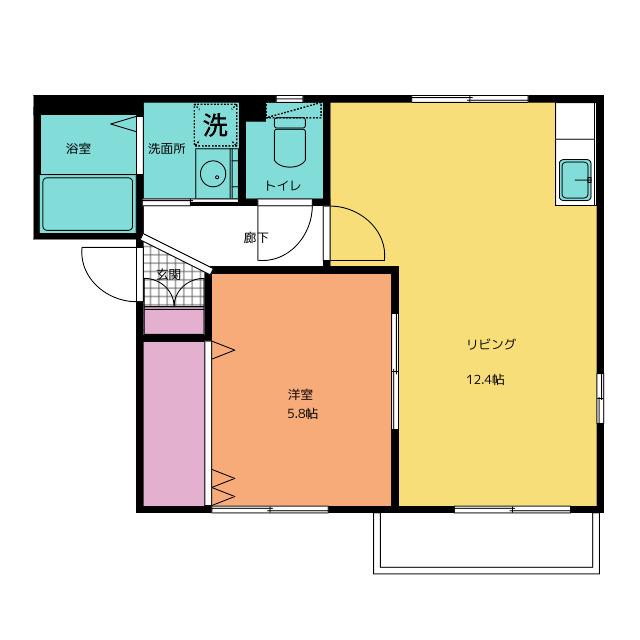 イーストアベニュー(1LDK/2階)の間取り写真
