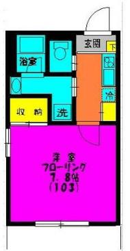 セレソ中原(1K/1階)の間取り写真