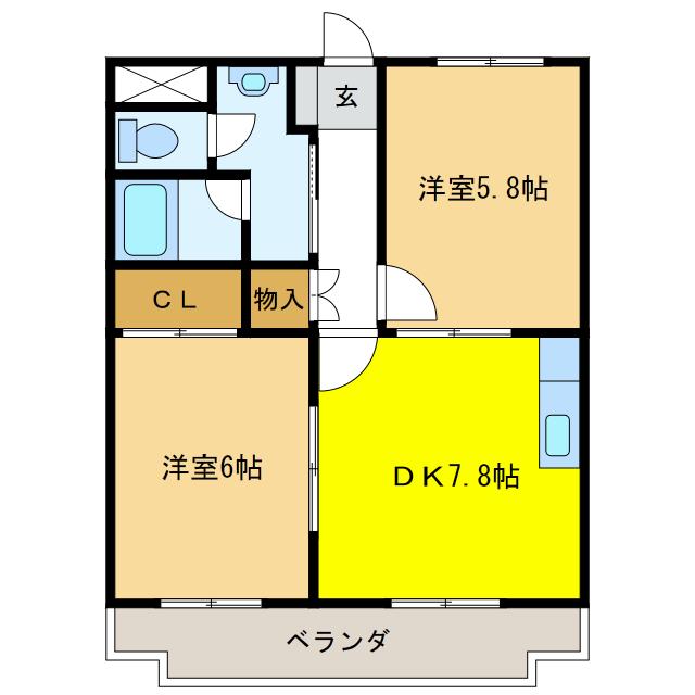 エクセレントT(2DK/2階)の間取り写真