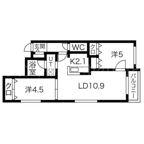 ブランシャール大通イースト(2LDK/2階)の間取り写真