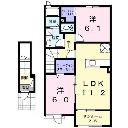 グレーシア(2LDK/2階)の間取り写真