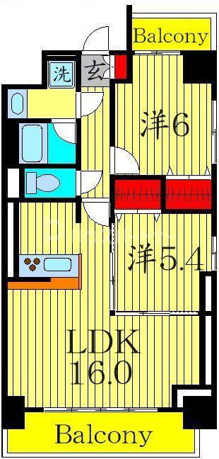 BRILLIANT TODAY(1LDK/13階)の間取り写真