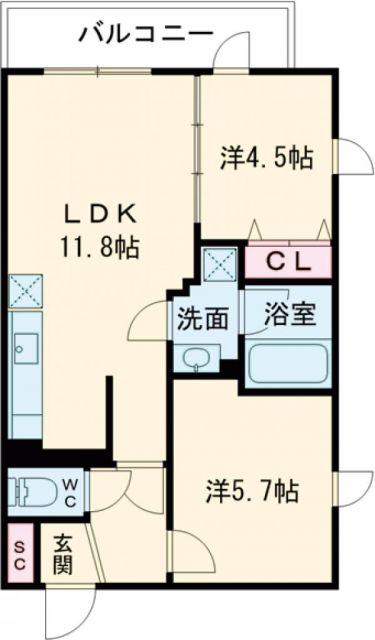 プレステージ14番館(2LDK/4階)の間取り写真