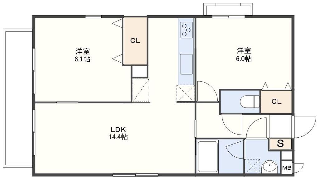 トライアンフマンション久原(2LDK/1階)の間取り写真