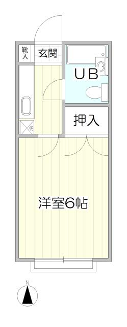 コーポ籏野B(1K/2階)の間取り写真