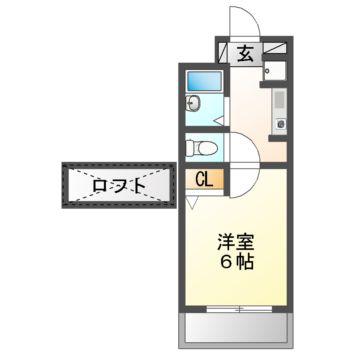 カサヴィエント南(1K/2階)の間取り写真