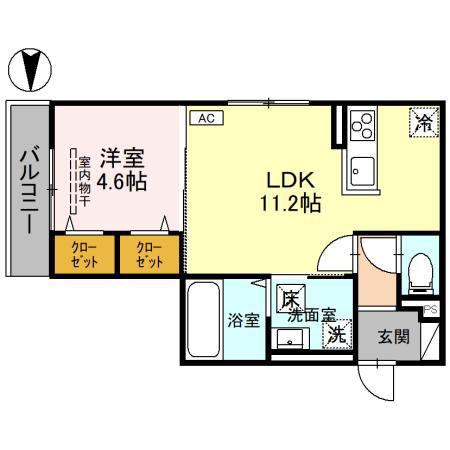 D-GRANDE布瀬(1LDK/1階)の間取り写真