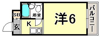 コスモメイト北野(1K/3階)の間取り写真