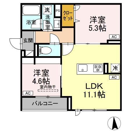 セレスティア荒川N(2LDK/2階)の間取り写真