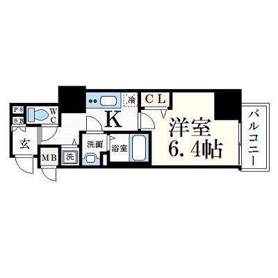 プレサンス松屋町グレース(1K/13階)の間取り写真