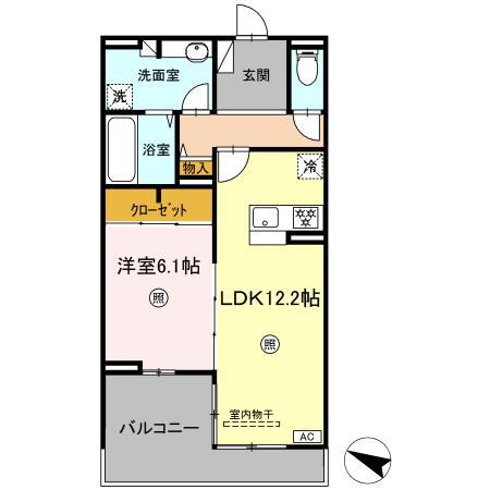 リシェス祇園(1LDK/1階)の間取り写真