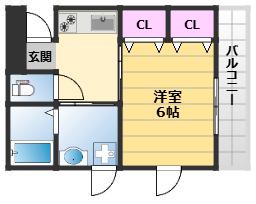 サウス TEN(1K/2階)の間取り写真