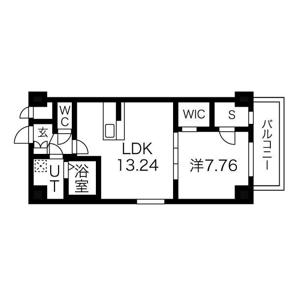 グランドソレイユ伝馬(1LDK/10階)の間取り写真