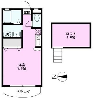 ルネッサンス南越谷(1K/1階)の間取り写真