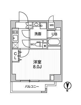 ALTERNA菊川II(1K/6階)の間取り写真