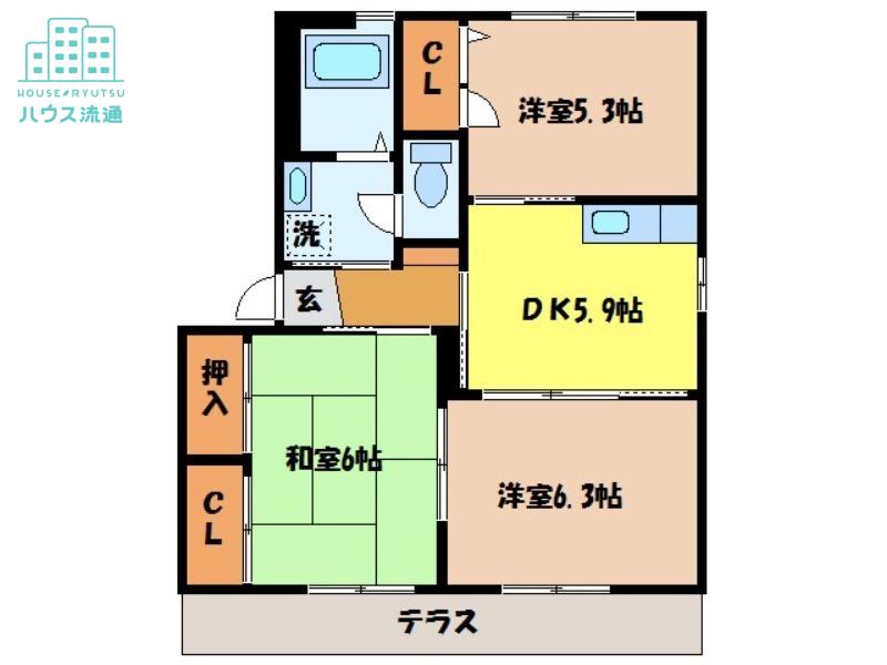 バリュージュ(3DK/1階)の間取り写真