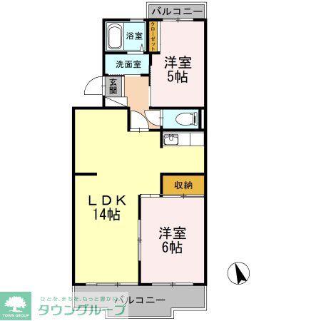 ハビテーションWADA(2LDK/1階)の間取り写真