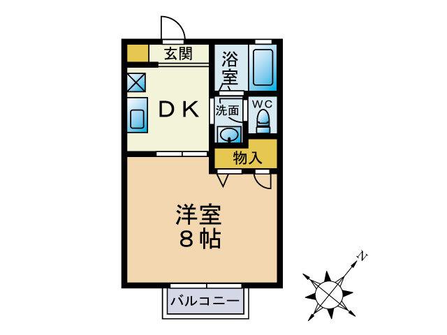 メルベーユ空港前(1DK/2階)の間取り写真