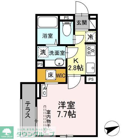 セレスティア柴又VI(1K/1階)の間取り写真