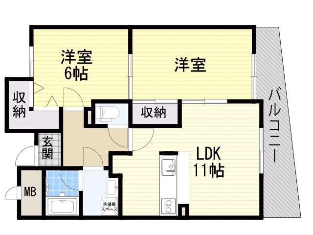 フレアコート京橋(2LDK/5階)の間取り写真
