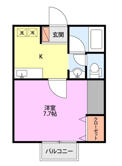 アスリート(1K/2階)の間取り写真