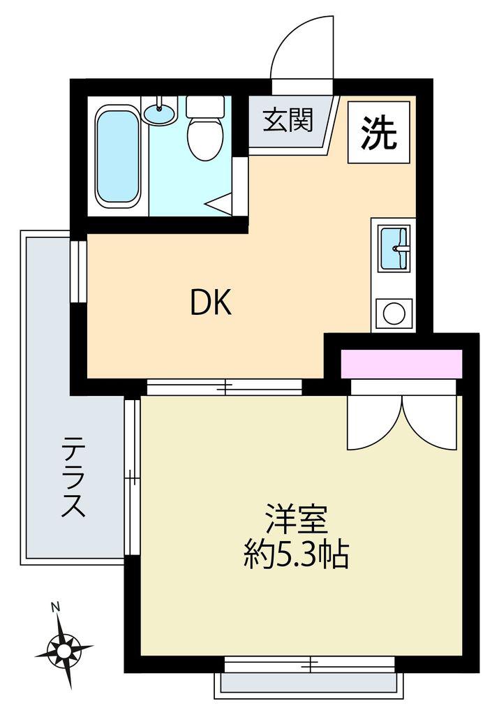ビラ藤沢本町(1DK/1階)の間取り写真