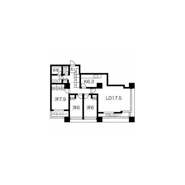 グランパークハイツ 部屋番号1703(2LDK/17階)の間取り写真