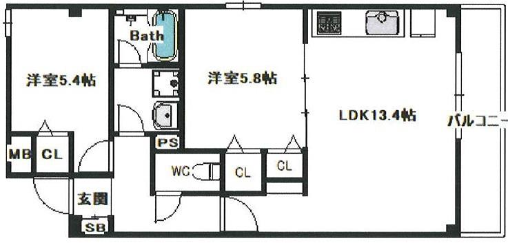 &VILLA(2LDK/1階)の間取り写真