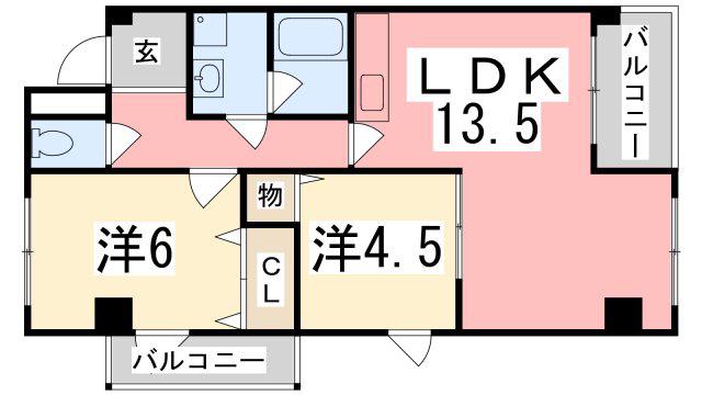ル・マンド東延末(2LDK/3階)の間取り写真