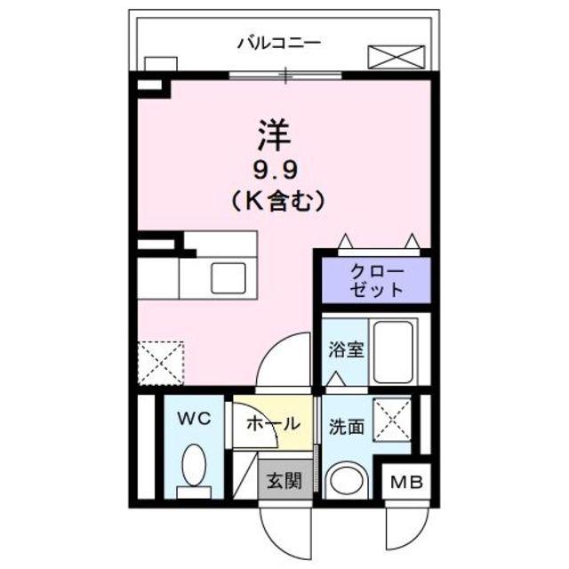 DEA STADEN長岡京(1K/2階)の間取り写真
