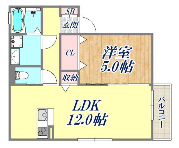 エンジェル御園(1LDK/1階)の間取り写真