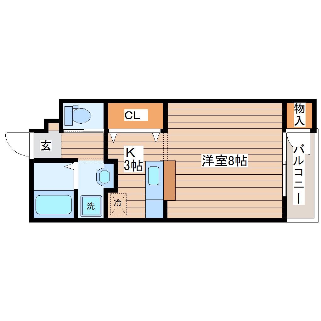 グランシャトレー(ワンルーム/2階)の間取り写真