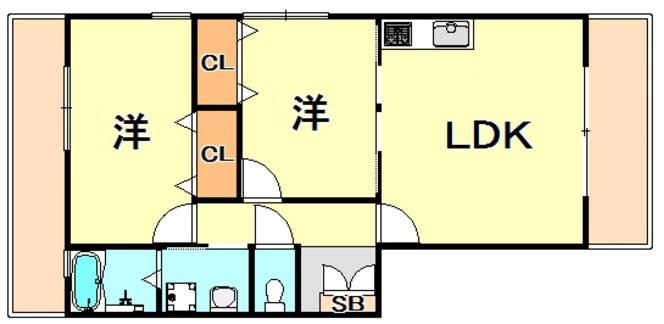 パールコースト(2LDK/1階)の間取り写真