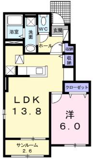 Nゲート VII(1LDK/1階)の間取り写真