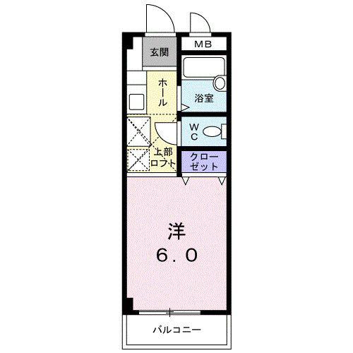 グレイスコート(ワンルーム/2階)の間取り写真