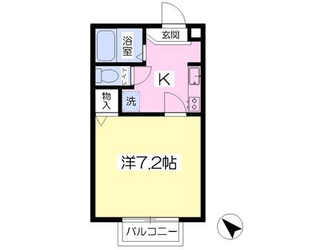 カーサ・ブランカ(1K/1階)の間取り写真