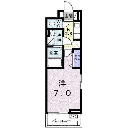 バンブー(1K/2階)の間取り写真