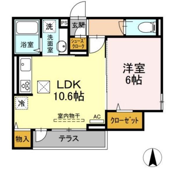 PRENDRE(1LDK/1階)の間取り写真