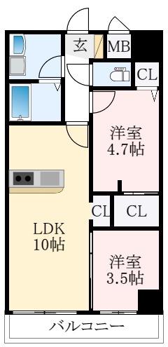 FREEDOM RESIDENCE 松原上田II(2LDK/6階)の間取り写真