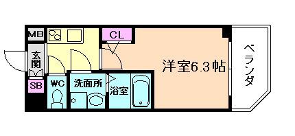 エスリードレジデンス大阪福島サウスフラッツ(1K/15階)の間取り写真