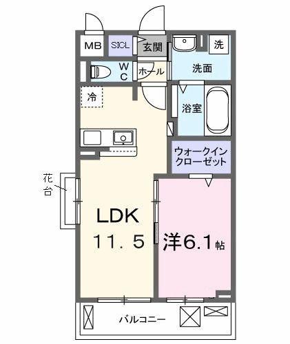 ベル ブライト(1LDK/3階)の間取り写真