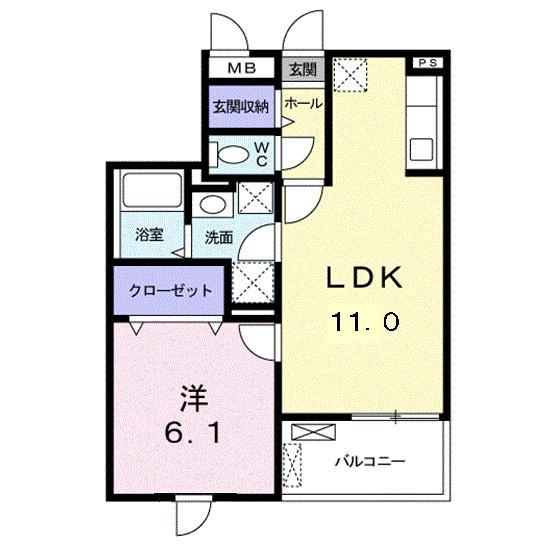 エスポワール ほたる野(1LDK/5階)の間取り写真